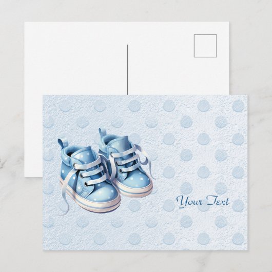 Carte postale Chaussures Bébé Bleu (Devant / Derrière)