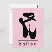 Carte Postale Chaussures de Ballet Noir En Pointe (Devant / Derrière)