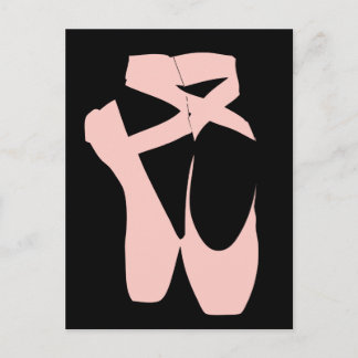 Carte Postale Chaussures de ballet rose pour danseuses classique