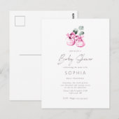 Carte Postale Chaussures de bébé rose Baby shower délicat (Devant / Derrière)