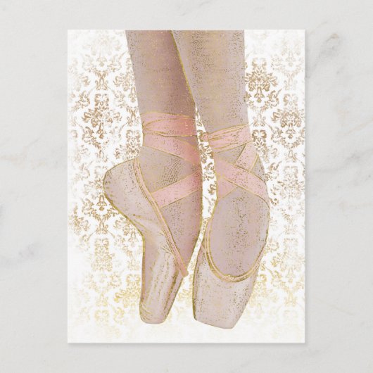 Carte Postale Chaussures de talon de ballet - Or rose Blanc (Devant)