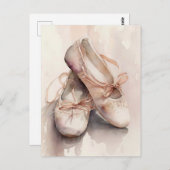 Carte postale Chaussures en Ballet Rose (Devant / Derrière)