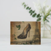 Carte Postale Chaussures girly vintage tour eiffel Paris (Debout devant)