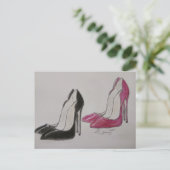 Carte Postale chaussures super rouge et noir à talon élevé (Debout devant)