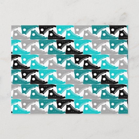 Carte Postale Chaussures Turquoise-n-noir haut (Devant)