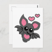 Carte Postale Chauve-souris bébé rose (Devant / Derrière)