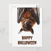 Carte Postale Chauve-souris Mignonne d'Halloween Renard Volant (Devant / Derrière)
