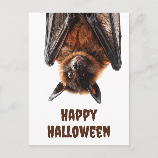 Carte Postale Chauve-souris Mignonne d'Halloween Renard Volant (Devant)