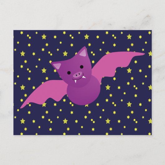 Carte Postale Chauve-souris rose (Devant)