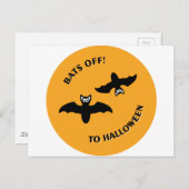 Carte Postale Chauves-souris d'Halloween Orange (Devant / Derrière)
