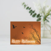Carte Postale Chauves-souris et arbres d'Halloween (Debout devant)