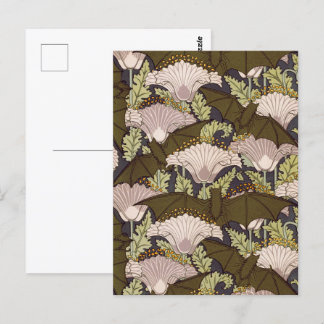 Carte Postale Chauves-souris et pavots, Animal & Floral Design A