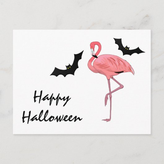 Carte Postale Chauves-souris Vampire Flamant Halloween (Devant)