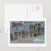 Carte Postale Cheboygan, Michigan - Scènes de grandes lettres (Devant / Derrière)