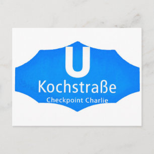 Carte Postale Checkpoint Charlie, Kochstrabe, UBahn, Bleu/Blanc