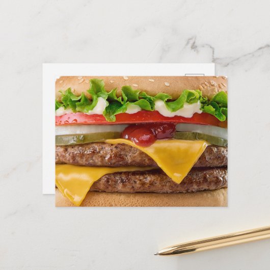 Carte Postale Cheeseburger (Devant/Arrière en situation)