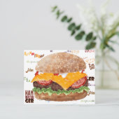 Carte Postale Cheeseburger BBQ Grill Restauration rapide (Debout devant)