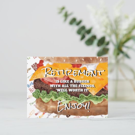 Carte Postale Cheeseburger Drôle Retraite (Debout devant)