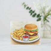 Carte postale Cheeseburger French Fries Picks (Debout devant)