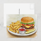 Carte postale Cheeseburger French Fries Picks (Devant / Derrière)