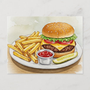 Carte postale Cheeseburger French Fries Picks