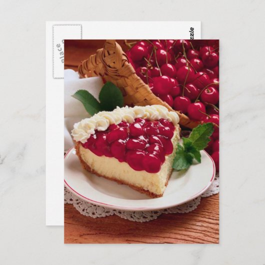 CARTE POSTALE CHEESECAKE AVEC CHERRY TOPPING (Devant / Derrière)