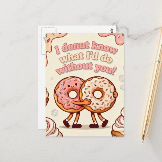 Carte Postale Cheesy Donuts Love (Devant/Arrière en situation)