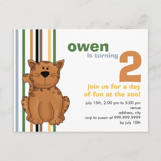 Carte Postale Cheetah ・ Invitation d'anniversaire (Devant)