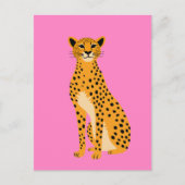 Carte Postale Cheetah minimaliste en rose (Devant)