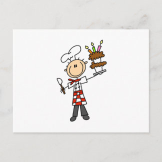 Carte Postale Chef Avec Gâteau D'Anniversaire