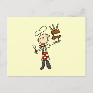 Carte Postale Chef avec gâteau d'anniversaire