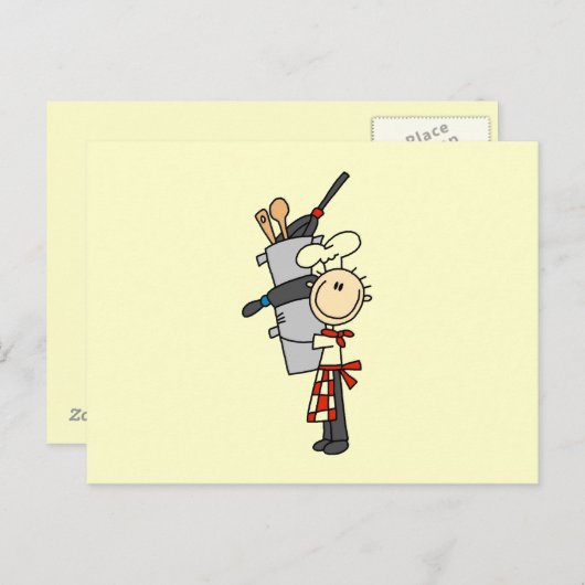 Carte Postale Chef avec pots et pots (Devant / Derrière)