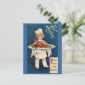 Carte Postale Chef avec Turquie sur Platter et Wishbone (Debout devant)