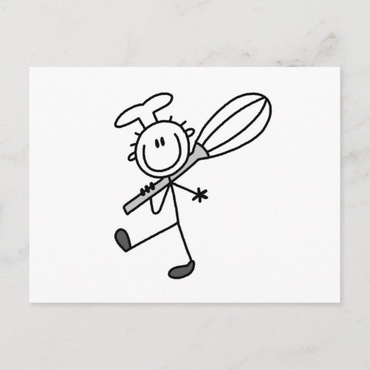 Carte Postale Chef Bâtonnet Avec Fouet (Devant)