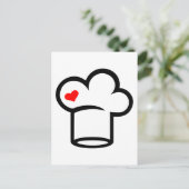 Carte Postale Chef cuisine coeur casquette (Debout devant)