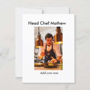 Carte Postale Chef cuisinier ajouter nom texte hommes cuisine bo