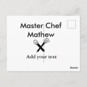Carte Postale Chef cuisinier cuisinier cuisinier ajouter nom de (Dos)