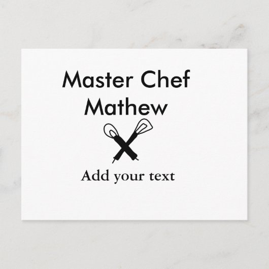 Carte Postale Chef cuisinier cuisinier cuisinier ajouter nom de (Devant)