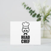 Carte Postale Chef cuisinier face & casquette noir design (Debout devant)