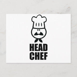 Carte Postale Chef cuisinier face & casquette noir design