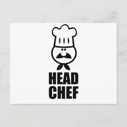 Carte Postale Chef cuisinier face & casquette noir design (Devant)
