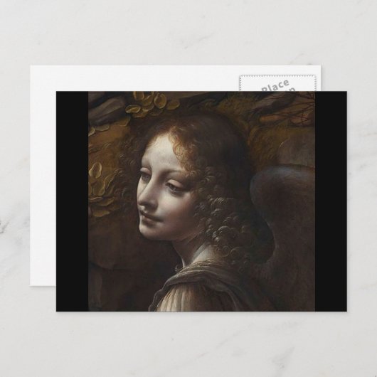 Carte Postale Chef d'un ange par Léonard de Vinci (Devant / Derrière)