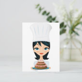 Carte Postale Chef femme gâteau d'anniversaire (Debout devant)