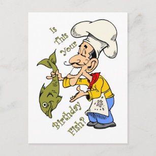 Carte Postale Chef Français ~ Est-Ce Votre Poisson D'Anniversair