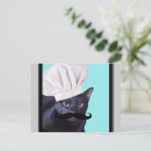 Carte Postale Chef italien, chat noir (Debout devant)