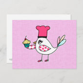 Carte postale Chef Pâtisserie d'oiseaux (Devant / Derrière)