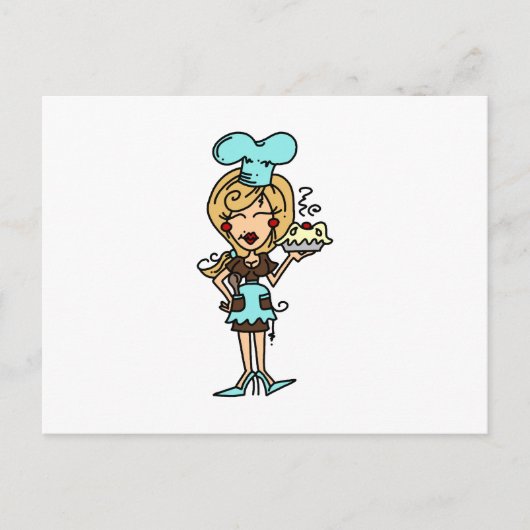 Carte Postale Chef pâtisserie féminine - T-shirts blonds et cade (Devant)