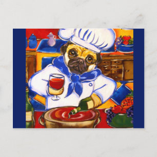Carte Postale Chef Pug