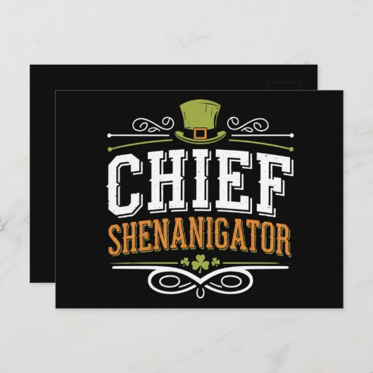 Carte Postale Chef rétro Shenanigator Lucky Leprechaun Casquette (Devant / Derrière)