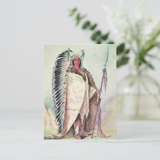 Carte Postale Chef sioux, "Le Rocher Noir" (Debout devant)